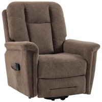 HOMCOM Sillón Elevador Eléctrico Masaje y Calor Sillón Relax Eléctrico Terciopelo Puerto USB Respaldo Reclinable Marrón(m-11)