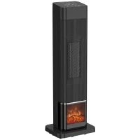HOMCOM Încălzitor Electric Ceramic PTC 2000W cu 4 Moduri Efect Flacără Dinamică Telecomandă Oscilație 70° Protecție la Supraincălzire(m-1)