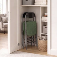 HOMCOM Conjunto de 2 cadeiras dobráveis para sala de jantar portáteis com assentos e encostos acolchoados em veludo cotelê verde(m-4)