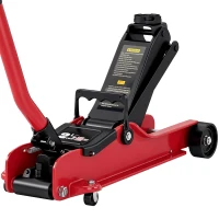 HOMCOM Macaco Hidráulico Macaco Rodante 2,5 Toneladas Perfil Baixo para Carro Elevação 85-380mm Patim em Borracha 90x22x38cm Vermelho(m-11)