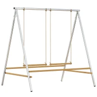 PawHut Estructura de juego para gallinas en acero y pino, parque para gallinas con perchas, 2 columpios para 4-6 gallinas(m-1)
