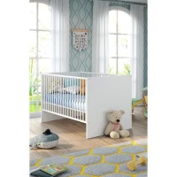 Chambre bébé Duo : Lit 70 x 140 cm + Commode a langer NIKO - Blanc - TREND TEAM(m-4)