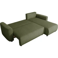 Canapé d'angle convertible réversible - 3 a 4 places - PHARELL 2 - velours côtelé - kaki - coffre de rangement - L233 x P159 x H89 c(m-6)