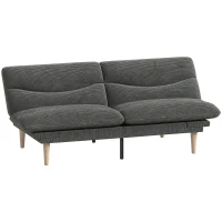 HOMCOM Sofá Conversível 2 Lugares 3 em 1, Sofá-Cama Clic-Clac em Veludo Cotelê 193 cm, Encosto e Apoios de Braço Reguláveis, Cinza(m-11)
