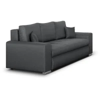 Canapé convertible avec coffre de rangement 3 places - INDIAN - Tissu gris foncé et pieds chrome - L250xH88xP98cm(m-5)