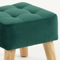 HOMCOM Reposapiés de salón, otomano, asiento acolchado en tejido con patas de madera, 27 x 27 x 26 cm, verde oscuro(m-10)