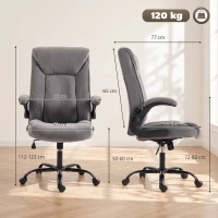 HOMCOM Cadeira de Escritório Ergonômica Rotação 360° Função de Balanço Cadeira de Secretária de Tecido Cinza(m-3)