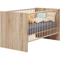 Chambre bébé duo NIKO - Lit 70x140 cm + Commode a langer 2 portes - Décor chene naturel - TRENDTEAM(m-3)