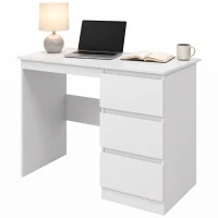 HOMCOM Schreibtisch Computertisch mit 3 Schubladen Marmoroptik für Büro Arbeitszimmer 100x50x75 cm Weiß(m-7)