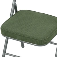 HOMCOM Lote de 2 sillas plegables de comedor portátiles con asientos y respaldos acolchados en terciopelo acanalado verde(m-8)