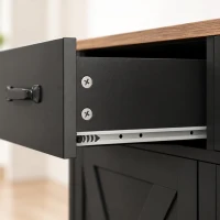 HOMCOM Buffet de cozinha, móvel de arrumação com 3 portas de celeiro, 2 gavetas e prateleiras ajustáveis, 108 x 40 x 81 cm, preto(m-9)