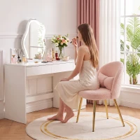HOMCOM Poltrona de Sala em Sherpa com Almofada Lombar em Laço, Pernas em Aço, Poltrona para Quarto, Rosa(m-5)