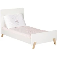 Lit évolutif - 140x70cm - Babyprice Joy Naturel - Blanc sur pieds en bois naturel(m-5)