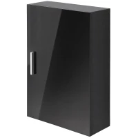 HOMCOM Armario de Baño de Pared en Madera con 3 Estantes Ajustables en Vidrio en 3 Niveles, 40x15x55 cm, Negro(m-1)