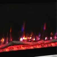 HOMCOM Chimenea Eléctrica Empotrable Mural o de Pie 3 en 1 Chimenea Decorativa Extra-Plana 900W/1800W Efecto Llama 3D Negro(m-6)