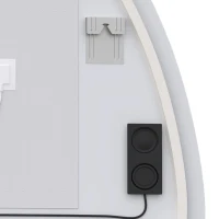 HOMCOM Espelho de Casa de Banho Bluetooth com Iluminação LED 60x80cm, Forma de Seixo, Dimerizável 3 Cores, Anti-Embaçamento, Memória, Prateado(m-8)