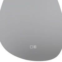 HOMCOM Espelho de Casa de Banho Bluetooth com Iluminação LED 60x80cm, Forma de Seixo, Dimerizável 3 Cores, Anti-Embaçamento, Memória, Prateado(m-6)