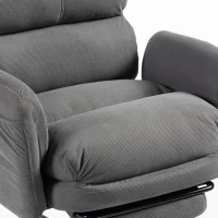 HOMCOM Cadeira de Escritório Ergonómica, Braços Rebatíveis, Apoio de Cabeça Ajustável, Cadeira Reclinável em Veludo Cotelê, Cinza(m-6)