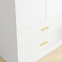HOMCOM Armario Dormitorio con 2 Puertas, 2 Cajones Acanalados y Barra de Colgar, 78 x 50 x 170 cm, Blanco(m-8)