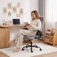 HOMCOM Cadeira de Escritório Ergonômica Rotação 360° Função de Balanço Cadeira de Secretária de Tecido Cinza(m-5)