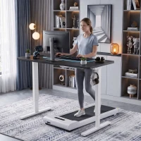 HOMCOM Cadru birou ergonomic reglabil pe înălțime cadru birou electric oțel alb(m-4)