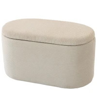 HOMCOM Bancă de depozitare din catifea taburet-cofret de depozitare tip nesting 3 în 1 cu 2 taburete mici integrate 82x43x44cm bej(m-1)