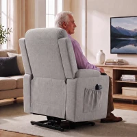 HOMCOM Sillón Elevador Eléctrico Masaje Vibración y Calor, Sillón Relax Eléctrico, Respaldo Reclinable, Puerto USB, Gris(m-4)