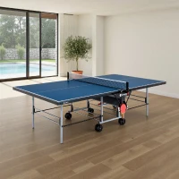 Table tennis de table - SPONETA - S3-47i - Pliable - Usage intérieur - Filet fixe ajustable + de supports latéraux - Gris et bleu(m-3)