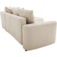 Canapé d'angle convertible réversible - 3 a 4 places - PHARELL 2 - velours côtelé - perle - coffre de rangement - L233 x P159 x H89(m-5)