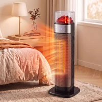 HOMCOM Calefactor cerámico 2000W termostato calefacción eléctrica control remoto negro(m-4)