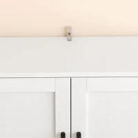 HOMCOM Buffet Alto de Cozinha, Armário de Cozinha, 4 Portas com Fecho Suave, Gaveta, Compartimento Aberto, Prateleiras Ajustáveis, Branco(m-9)