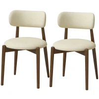 HOMCOM Juego de 2 Sillas para Comedor, Sillas de Cocina en Chenilla con Respaldo Curvado, Asiento Acolchado, Beige(m-11)