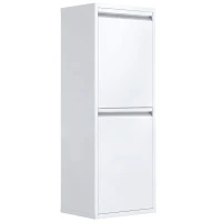 HOMCOM Móvel Lixeira de Triagem, Lixeira de Reciclagem 30 L (2 x 15 L) com 2 Compartimentos, Fecho Suave, Branco(m-1)