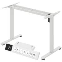HOMCOM Cadru birou ergonomic reglabil pe înălțime cadru birou electric oțel alb(m-1)