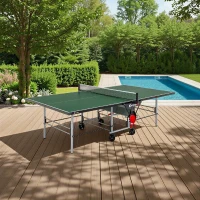 Table tennis de table - SPONETA - S3-46 e - Pliable - Usage extérieur - Filet + rangements + 4 roues doubles pivotantes - Gris/vert(m-3)
