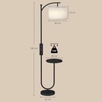 HOMCOM Lampă de Podea LED Reglabilă cu Polniță 11 Temperaturi și Niveluri Abajur Reglabil Telecomandă RF Comutator de Picior Negru(m-3)