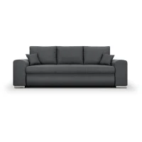 Canapé convertible avec coffre de rangement 3 places - INDIAN - Tissu gris foncé et pieds chrome - L250xH88xP98cm(m-1)