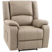 HOMCOM Fauteuil Relax Inclinable Manuel en PU avec Repose-pieds Assise Large Rembourrage Épais Inclinable jusqu'à 155° Kaki(m-7)