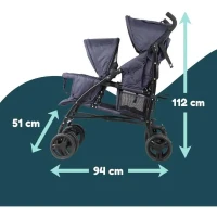 Poussette canne double BAMBISOL - 6-36 mois pour le siege avant (max 15 kg) et de 0-36 mois (max 15 kg) pour le siege arriere(m-4)