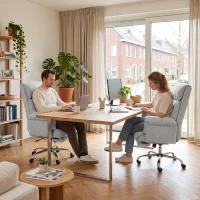 HOMCOM Bureaustoel met voetensteun, verstelbare rugleuning, hoge rugleuning en armleuningen, comfortabele thuiswerkstoel, grijs(m-11)