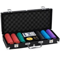 SPORTNOW Conjunto 300 Fichas de Poker Texas Hold’em com valores, tapete, maleta, preto(m-1)