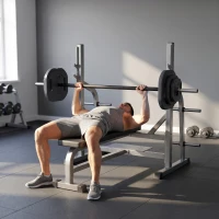 SPORTNOW Hantelset 20 kg, verstellbare quadratische Scheiben mit Griffen, rutschfeste Stahlstange in 3 Teilen, Schwarz(m-5)
