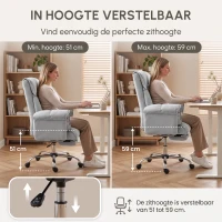 HOMCOM Bureaustoel met voetensteun, verstelbare rugleuning, hoge rugleuning en armleuningen, comfortabele thuiswerkstoel, grijs(m-5)