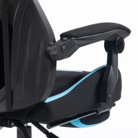 HOMCOM Silla Gaming Ergonómica, Sillón Gaming Reclinable en Malla con Reposacabezas Regulable, Soporte Lumbar, Negro y Azul(m-6)