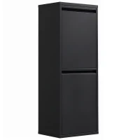 HOMCOM Poubelle de tri à abattant 2x15L, 2 compartiments, seaux intérieurs amovibles, fermeture amortie, Noir(m-1)