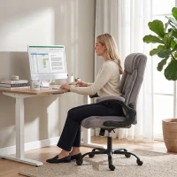 HOMCOM Cadeira de Escritório Ergonômica Rotação 360° Função de Balanço Cadeira de Secretária de Tecido Cinza(m-4)
