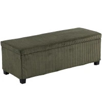 HOMCOM Bancă de Depozitare, Capăt de Pat din Catifea Côtelée cu Capac, pentru Living, Dormitor, Hol, 112x42x40 cm, Verde Deschis(m-8)