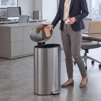 HOMCOM Poubelle avec couvercle à fermeture douce, poubelle à pédale avec seau intérieur amovible 30 L Argent(m-4)