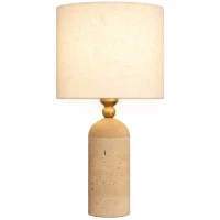 HOMCOM Lampe de table vintage E27, lampe de chevet avec abat-jour et câble, 48 cm, beige(m-8)