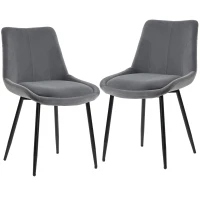 HOMCOM 2er-Set Esszimmerstühle aus Samt für Küche, Dunkelgrau(m-1)